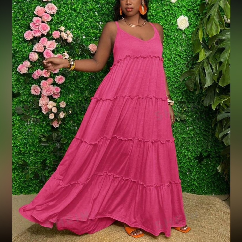 SHEIN Tiered Ruffle Maxi Dress 2x NWOT